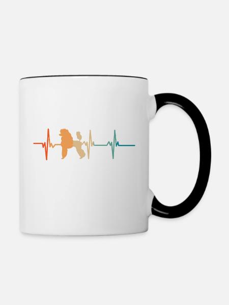 Pudel-Herzschlag - Tasse zweifarbig - Weiß/Schwarz