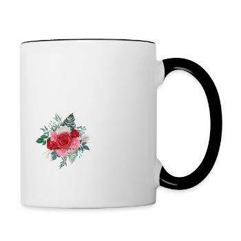 Lettre D floral rouge - Mug contrasté - blanc/noir - Droite