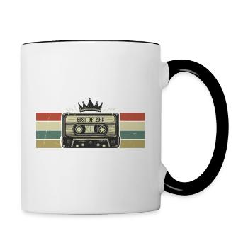 Kassette 2018 - Born In 2018 Geburtstagsgeschenk - Tasse zweifarbig - Weiß/Schwarz - Rechts