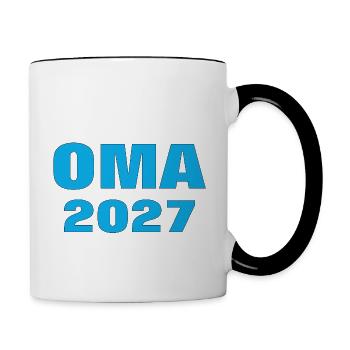 2027 Oma Enkel Enkelin Geburt - Tasse zweifarbig - Weiß/Schwarz - Rechts