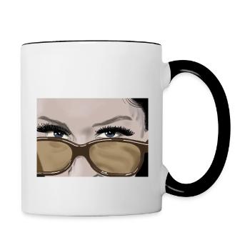Über den Brillenrand - Tasse zweifarbig - Weiß/Schwarz - Rechts