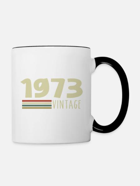 1973-Jubiläum-1973-retro-1973 - Tasse zweifarbig - Weiß/Schwarz