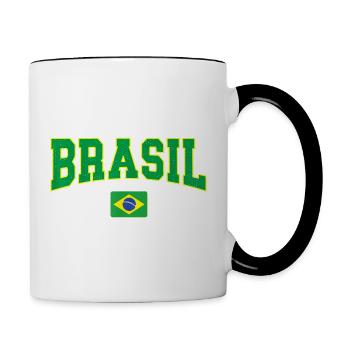 Brasil Block Letters with Flag - Contrasting Mug - white/black - Right