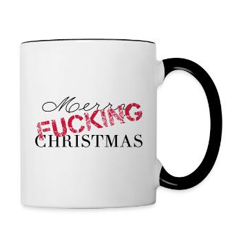 Merry FUCKING Christmas 2C - Farbwechsel - Tasse zweifarbig - Weiß/Schwarz - Rechts