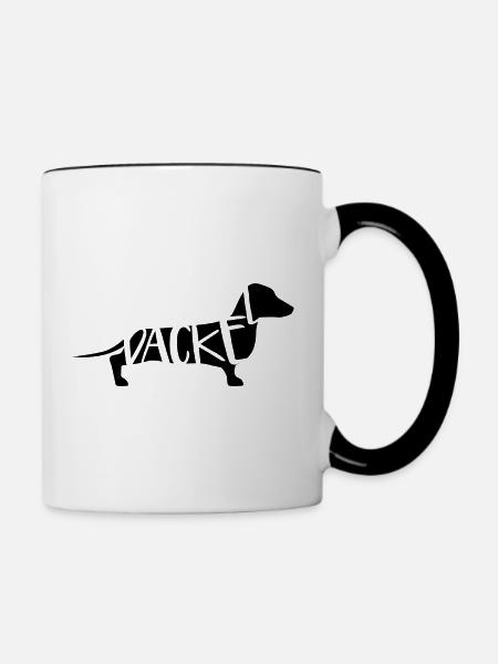 Dackel Dachshund - schwarz - Tasse zweifarbig - Weiß/Schwarz