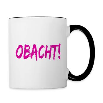 Lustiges Spaßiges Cooles Wort Obacht Geschenk - Tasse zweifarbig - Weiß/Schwarz - Rechts