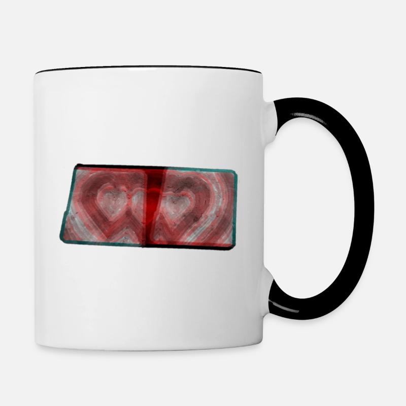 3 heart - Contrasting Mug - white/black