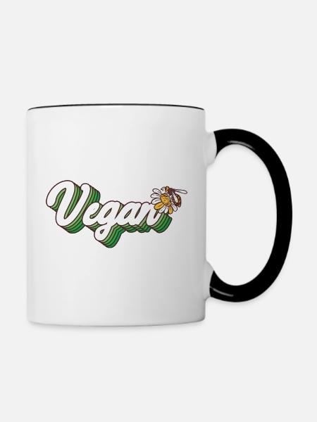 Vegan Biene - Tasse zweifarbig - Weiß/Schwarz