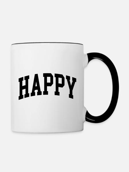 Happy - Tasse zweifarbig - Weiß/Schwarz