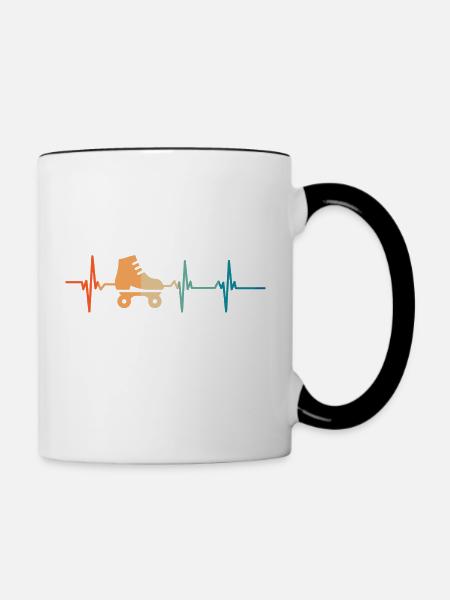 Roller-Herzschlag - Tasse zweifarbig - Weiß/Schwarz