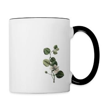 Nummer 11 Blumengrün -11. Geburtstag Blumen - Tasse zweifarbig - Weiß/Schwarz - Rechts