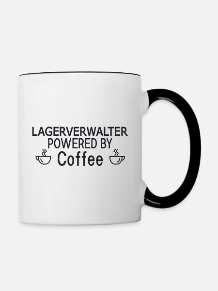 Lagerverwalter Powered By Coffee - Tasse zweifarbig - Weiß/Schwarz