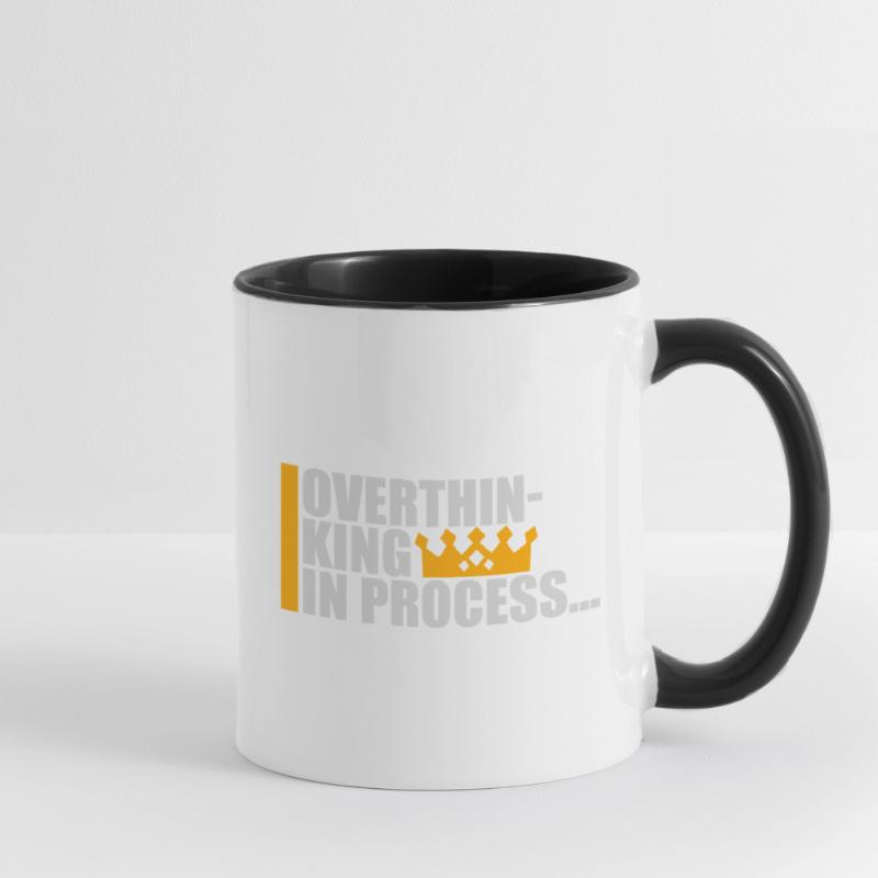 Overthinking In Process Funny Brooding Saying Logo Contrasting Mug