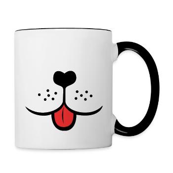 Tierschnautze mit herausgestreckter Zunge - Tasse zweifarbig - Weiß/Schwarz - Rechts