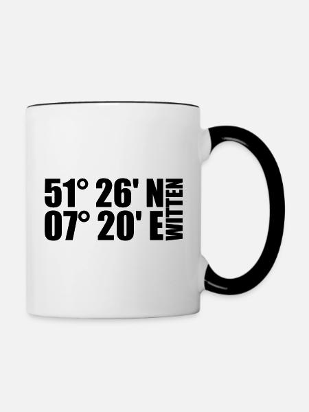 Witten Koordinaten - Tasse zweifarbig - Weiß/Schwarz