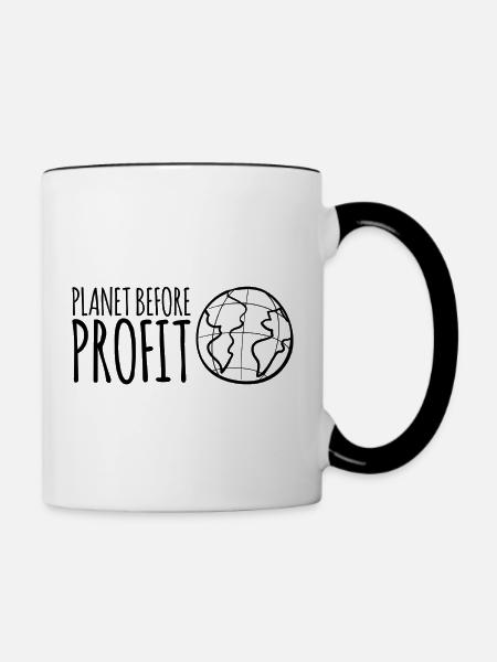Planet Before Profit - Tasse zweifarbig - Weiß/Schwarz