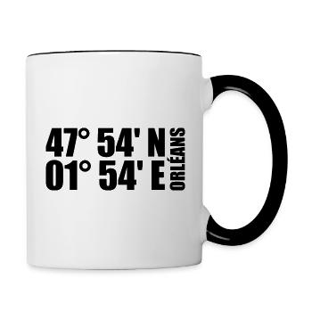 Orléans Koordinaten - Tasse zweifarbig - Weiß/Schwarz - Rechts