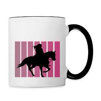 Retro Pferde Design - Tasse zweifarbig - Weiß/Schwarz - Rechts
