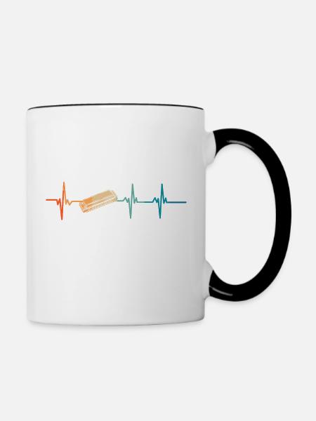 Mundharmonika-Herzschlag - Tasse zweifarbig - Weiß/Schwarz