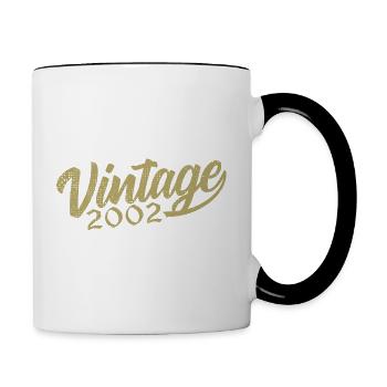 2002 Jahrgang 2002 Retro 2002 Geburtstagsgeschenk - Tasse zweifarbig - Weiß/Schwarz - Rechts