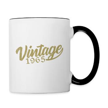 1965 Vintage 1965 Cadeau D'anniversaire 1965 Rétro - Mug contrasté - blanc/noir - Droite
