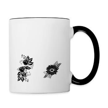 Number 17 Black Floral -17th Birthday Floral - Contrasting Mug - white/black - Right