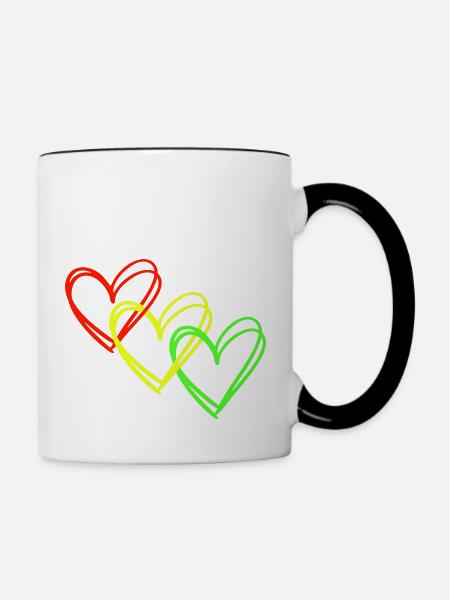 Herzen <3 Herzkette ♥ Liebe - Tasse zweifarbig - Weiß/Schwarz