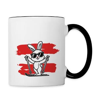 Österreich Schihase - Tasse zweifarbig - Weiß/Schwarz - Rechts