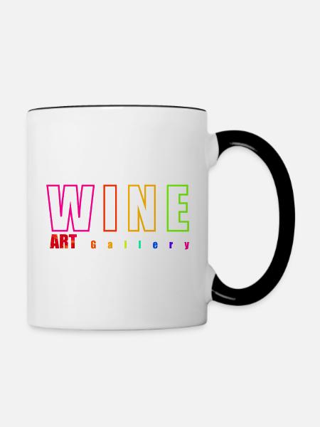 Wein - ART - Tasse zweifarbig - Weiß/Schwarz