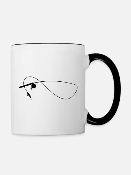 Angelrute angler spinnfischen - Tasse zweifarbig - Weiß/Schwarz