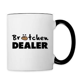 Brötchen Dealer Bäckerei - Tasse zweifarbig - Weiß/Schwarz - Rechts