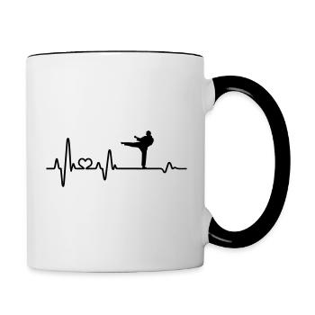 Heartbeat Karaté Karaté Karaté Karaté Fighter Cadeau - Mug contrasté - blanc/noir - Droite