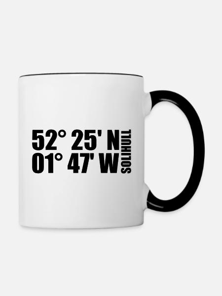 Solihull Koordinaten - Tasse zweifarbig - Weiß/Schwarz
