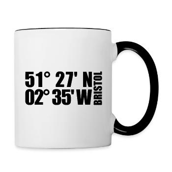 Bristol Koordinaten - Tasse zweifarbig - Weiß/Schwarz - Rechts