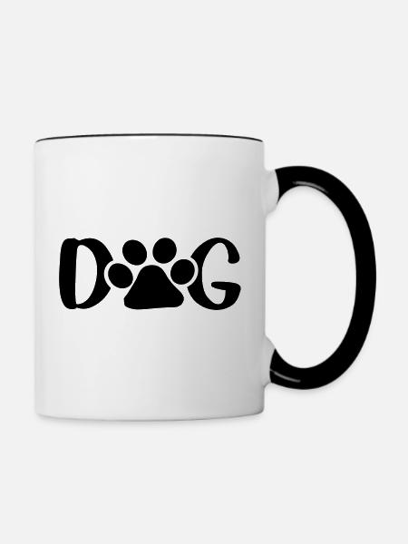 Dog - Hundepfote - Tasse zweifarbig - Weiß/Schwarz
