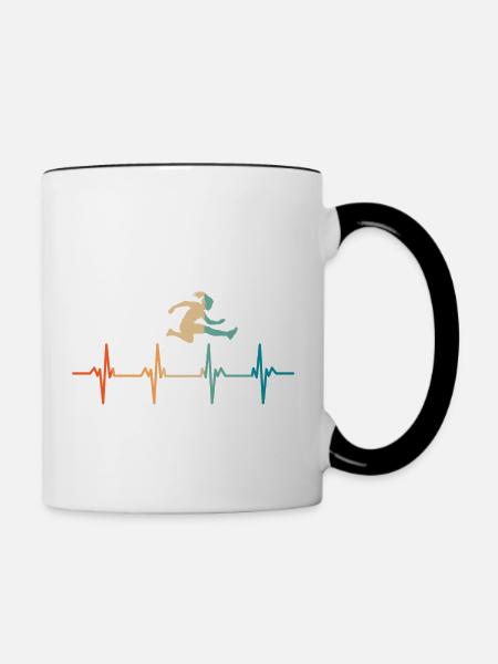 Herzschlag-Sprung - Tasse zweifarbig - Weiß/Schwarz