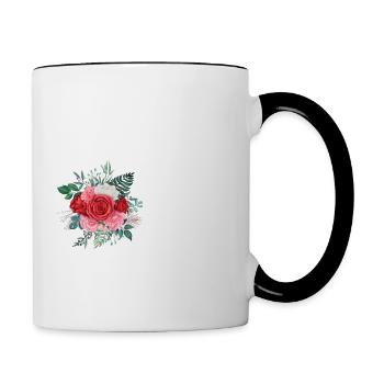 Roter Blumenbuchstabe M - Tasse zweifarbig - Weiß/Schwarz - Rechts