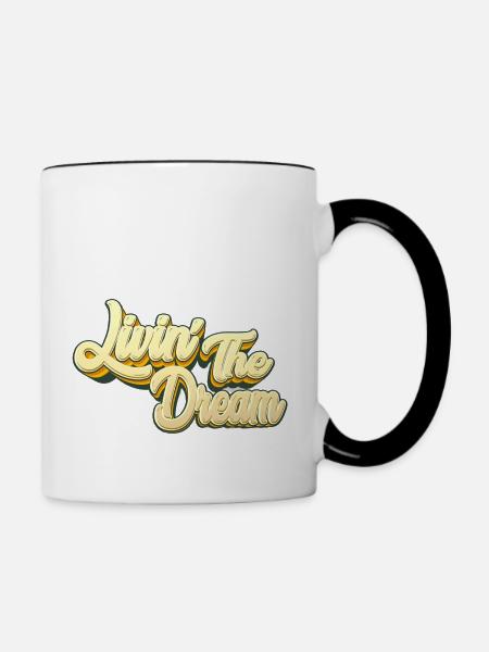 Den Traum leben - Tasse zweifarbig - Weiß/Schwarz