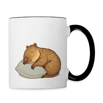 Süßes schlafendes Capybara - Tasse zweifarbig - Weiß/Schwarz - Rechts