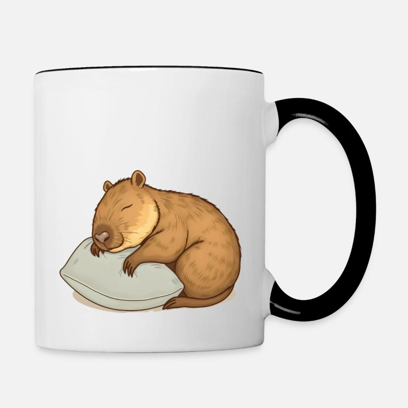 Süßes schlafendes Capybara - Tasse zweifarbig - Weiß/Schwarz