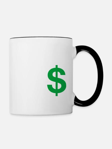 Dollar-Buchstabe - Tasse zweifarbig - Weiß/Schwarz