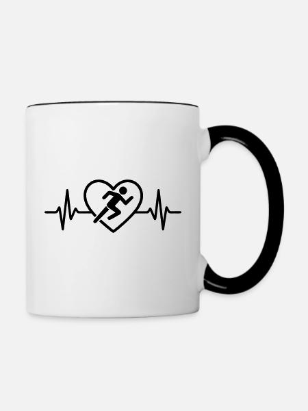 Leichtathletik Läufer Sprint Herz - Tasse zweifarbig - Weiß/Schwarz