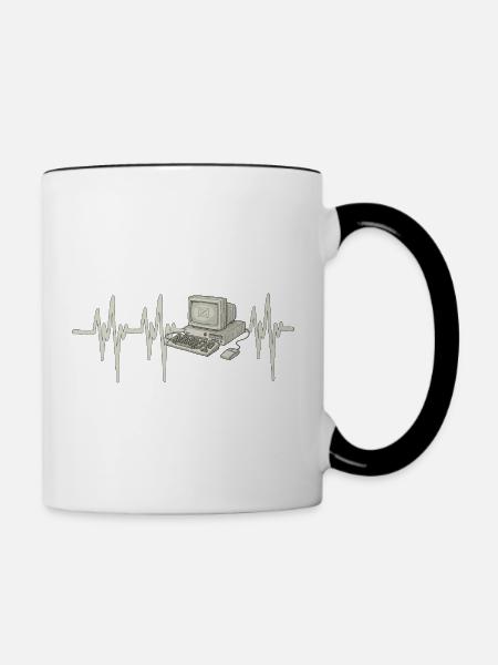 Heartbeat Computer - Tasse zweifarbig - Weiß/Schwarz