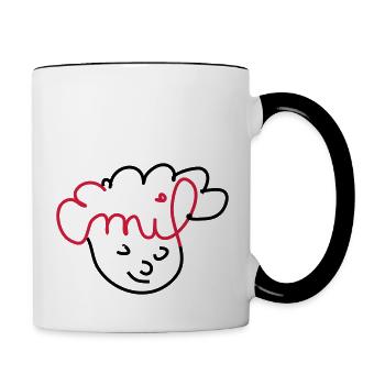 Emil visage dessin - Mug contrasté - blanc/noir - Droite