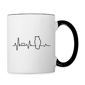 Eule Herzschlag Ich liebe Eulen Wald Kauz EKG Puls - Tasse zweifarbig - Weiß/Schwarz - Rechts