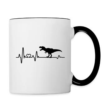 Herzschlag Dinosaurier T-Rex Tyrannosaurus Dino - Tasse zweifarbig - Weiß/Schwarz - Rechts