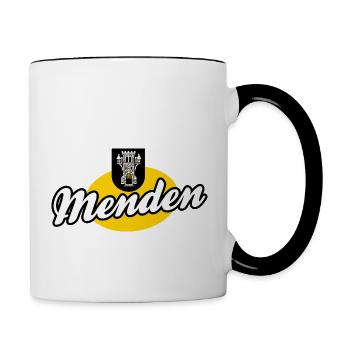 Menden mit Wappen - Tasse zweifarbig - Weiß/Schwarz - Rechts