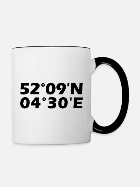 Leiden Koordinaten - Tasse zweifarbig - Weiß/Schwarz