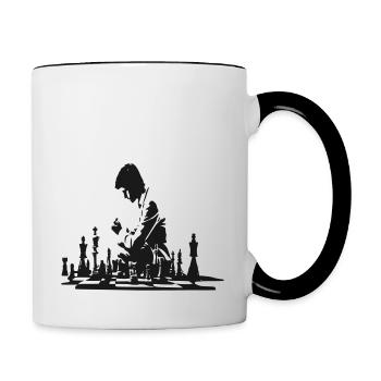Schach - Tasse zweifarbig - Weiß/Schwarz - Rechts