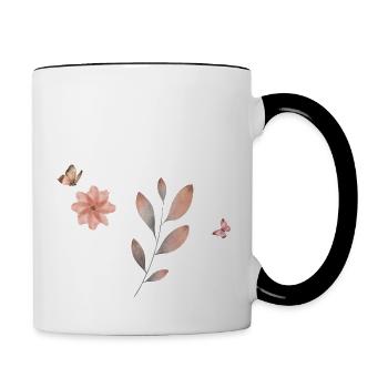 Lettre m fleurs sauvages aquarelles - Mug contrasté - blanc/noir - Droite